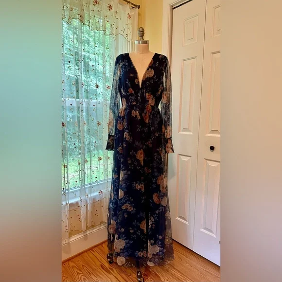 Baltic Born | Dresses | Baltic Born Layla Tulle Maxi Dress Xl Navy Gold |  Poshmark